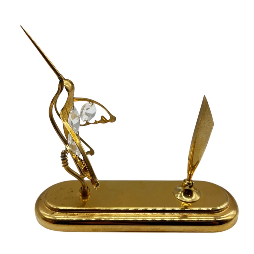 Crystal delight Hummingbird Pen Holder 24 karat gold plated Australian Crystal